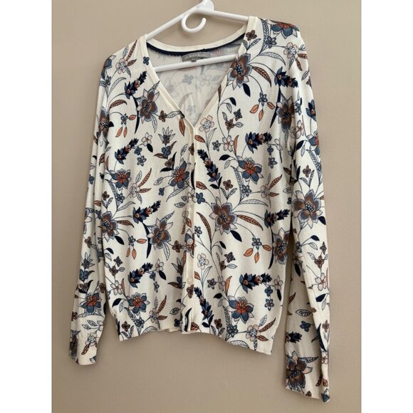 Daniel Rainn Ivory Fall Floral Print Button Front Cardigan Sweater Size Small - Picture 4 of 12